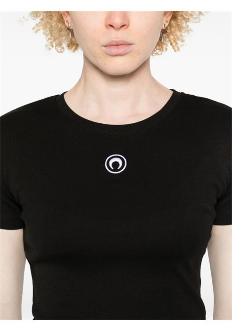 t-shirt moon logo jersey baby fit donna nera MARINE SERRE | WTT012ACJER0008BK99